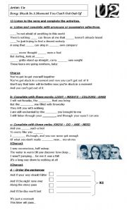 English Worksheet: Stuck in a Moment... - U2