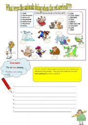 English Worksheet: What were the animals doing when the vet arrived?