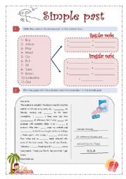 English Worksheet: Past simple postcard