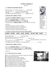 PINK - FAMILY PORTRAIT song / video worksheet