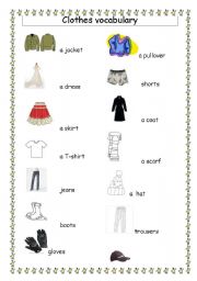 clothes handout - ESL worksheet by lobeni