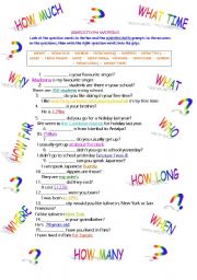 English Worksheet: Question words