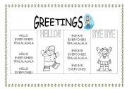 English Worksheet: Greetings Chants HELLO AND BYE BYE