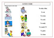 English Worksheet: action verbs - matching