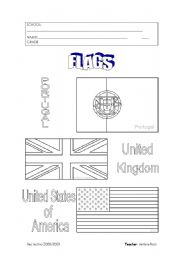 English Worksheet: Portugal, UK and USA flags