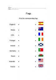 English Worksheet: Flags!