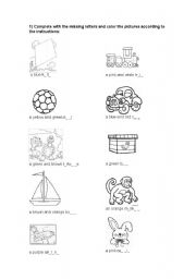 English worksheet: Complete and colour