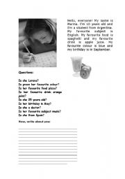 English Worksheet: Talking about favourite things 1