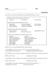 English worksheet: Quantifiers