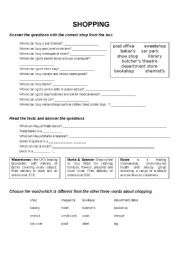 English Worksheet: shopping