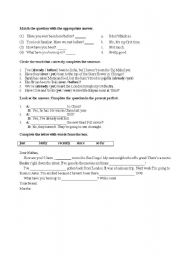 English Worksheet: Present Perfect and 