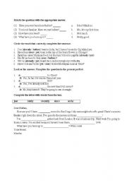 English worksheet: Present Perfect and 