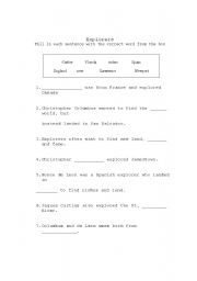 English worksheet: Explorers fill-in-the-blank