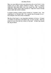 English Worksheet: celebrations
