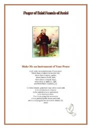 English Worksheet: Prayer of Saint Francis of Assisi