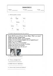 English worksheet: Practical work about personal information 