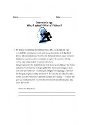 English Worksheet: Summarizing