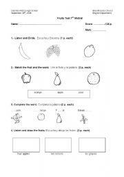 English worksheet: TEST FRUIT