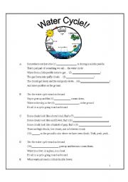 English Worksheet: Water Cycle Song (with fill in the blanks)