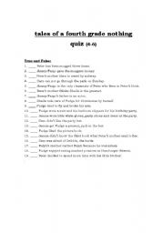 English Worksheet: tales of fourth grade nothing quiz 2
