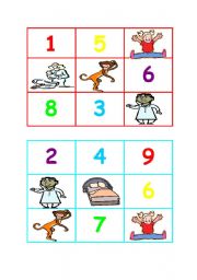 English Worksheet: Ten little monkeys bingo