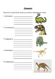 English Worksheet: Dinosaurs