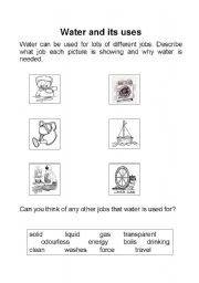 English Worksheet: Water and its uses