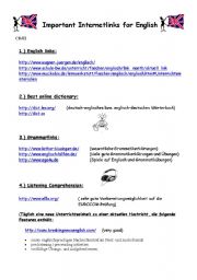 English Worksheet: Important Internetlinks for English