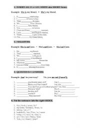 English Worksheet: the verb TO BE