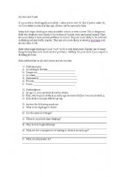 English Worksheet: Drinking and youth