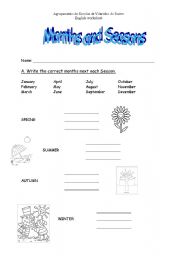 English Worksheet: Months and Seasons