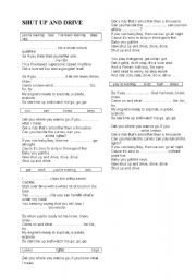 English worksheet: Sut up and drive