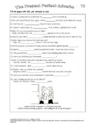 English Worksheet: Present perfect Adverbs 