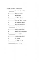 English Worksheet: Question words