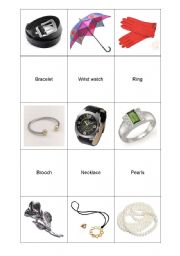 English worksheet: jewelery & accesoriess memo game part2