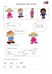 English Worksheet: Whats your name?