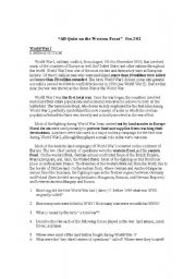 English Worksheet: All Quiet on the Western Front