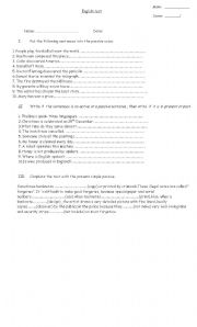 English worksheet: test passive