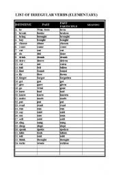 English worksheet: IRREGULAR VERBS