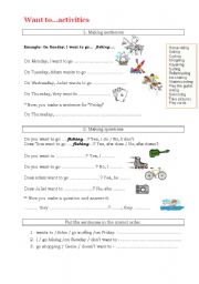 English Worksheet: Want to