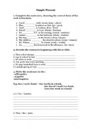 English Worksheet: Present Simple and daily routine