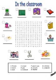 Classroom objects - ESL worksheet by danamaymon30