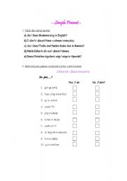 English worksheet: Simple Present