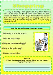 English Worksheet: READING  :  SHOPPING