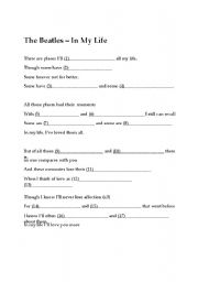 English Worksheet: Fill-in the blanks with a song (Beatles, Ben Folds)