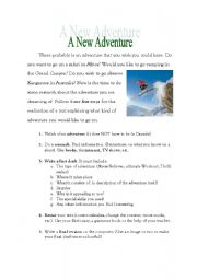 English Worksheet: A New Adventure