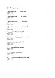 English Worksheet: much&many