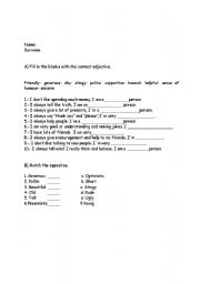 English worksheet: Adjectives