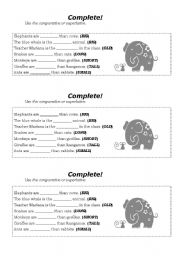 English Worksheet: Comparatives and superlatives