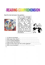 English Worksheet: READING COMPREHENSION - about 